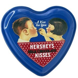 Vintage Hershey's Kisses Heart‎ Shaped Metal Tin (Empty)